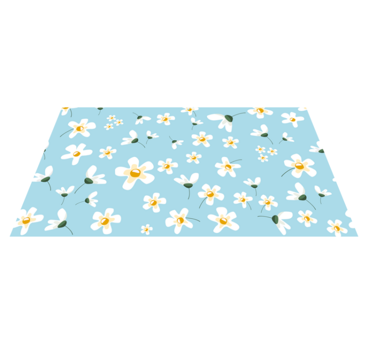 Fundo azul com tapete floral de margaridas - TenStickers