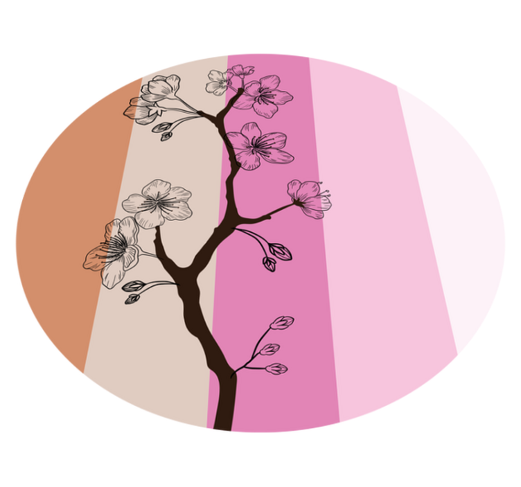 Tapete floral com padrão de listra em flor de cerejeira - TenStickers