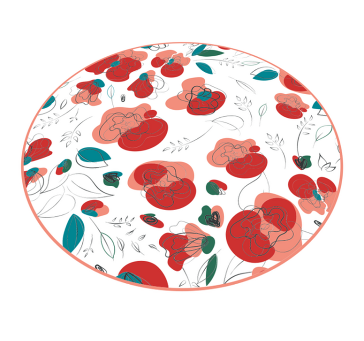 Tapete floral retro abstrato de papoulas - TenStickers