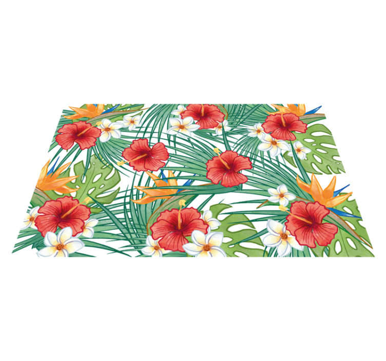 Tapete vinílico flores e plantas tema floral tropical - TenStickers