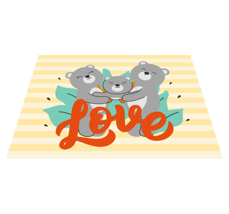 Três ursos fofos parecendo tapete animal - TenStickers