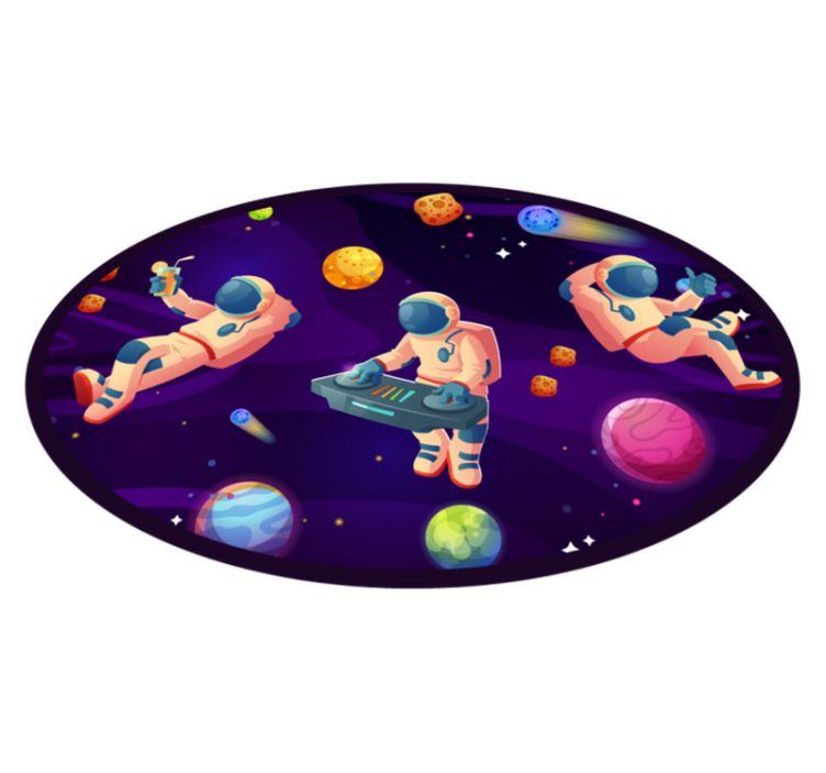 Jamming cartoon astronauts star vinyl tapete - TenStickers