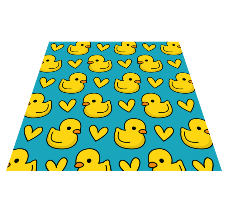 Patos em piso de casa de banhocom fundo azul - TenStickers