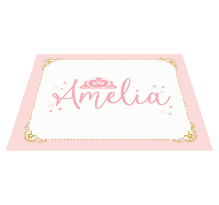 Coroa princesa rosa com tapete de vinil infantil com nome - TenStickers