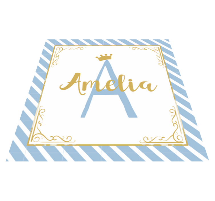 Tapete de vinil infantil com inicial coroada e nome - TenStickers