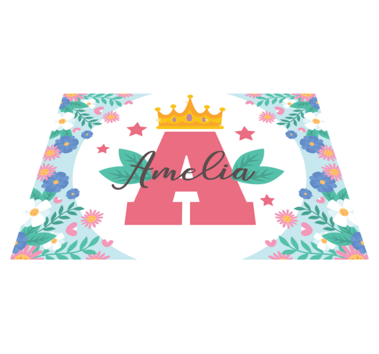 Tapete vinílico criança inicial e nome coroados - TenStickers