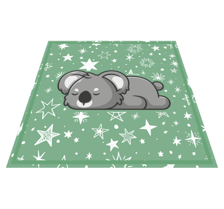Coala adormecido com tapete animal de fundo verde - TenStickers
