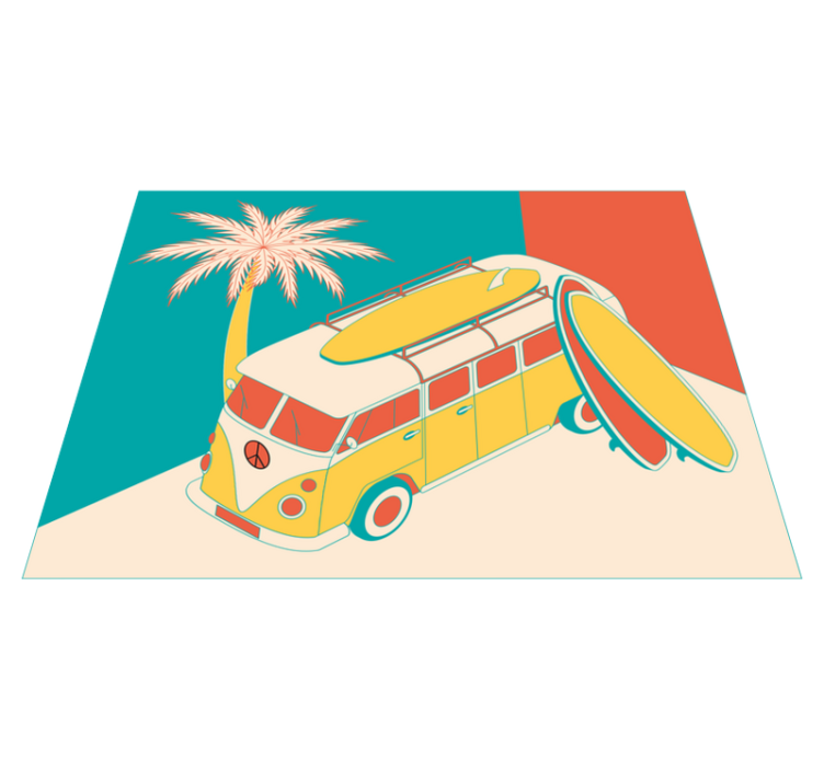 Tapete vintage de minibus hippie - TenStickers
