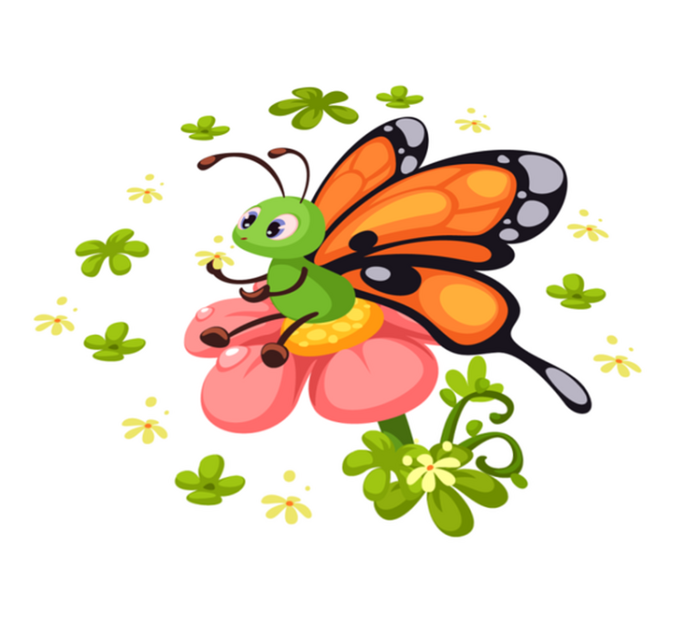 Tapete vinílico criança alegria da borboleta colorida - TenStickers