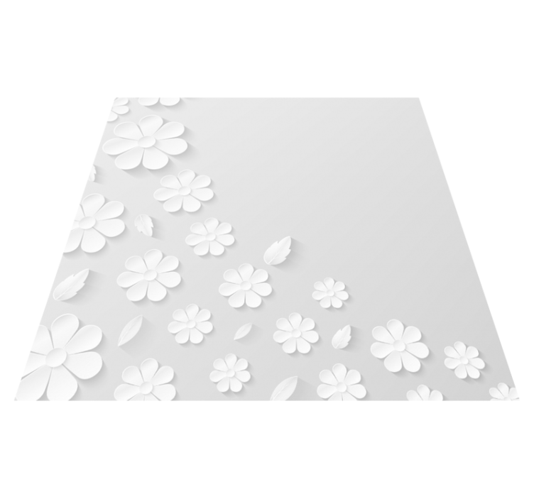 Tapete vinílico flores e plantas padrão floral branco - TenStickers