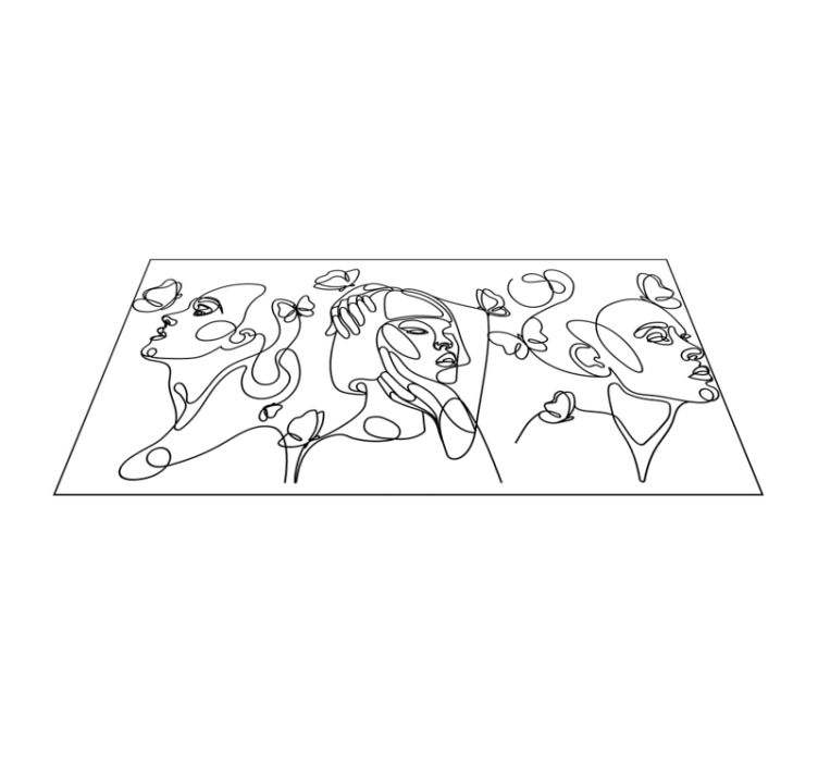 Tapete vinílico moderno rostos de arte de contorno - TenStickers