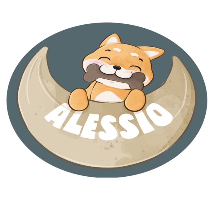 Tapete vinílico criança cachorrinho com osso e nome - TenStickers