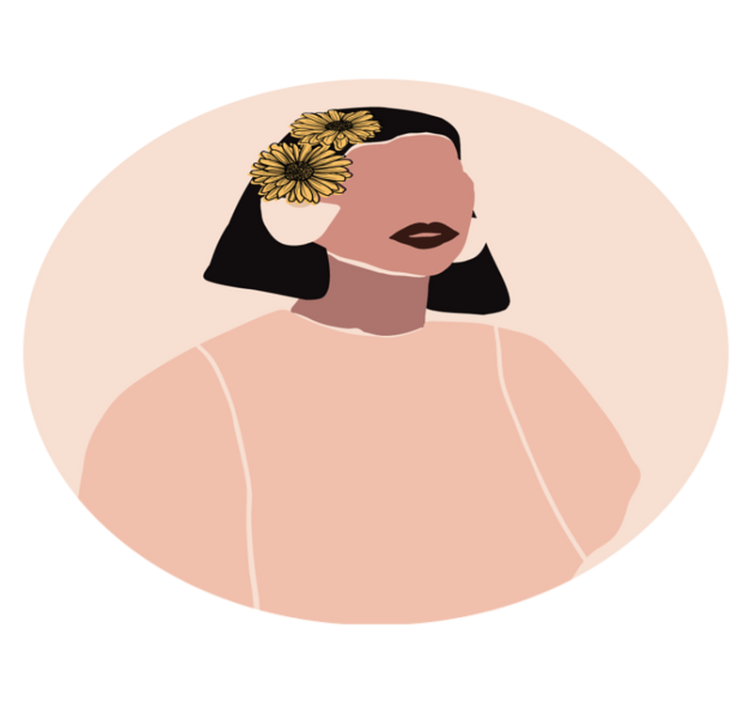 Adorável mulher com rosto de girassol tapete mínimo - TenStickers