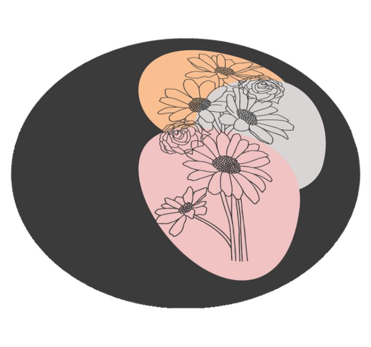 Tapete vinílico flores e plantas composição circular - TenStickers