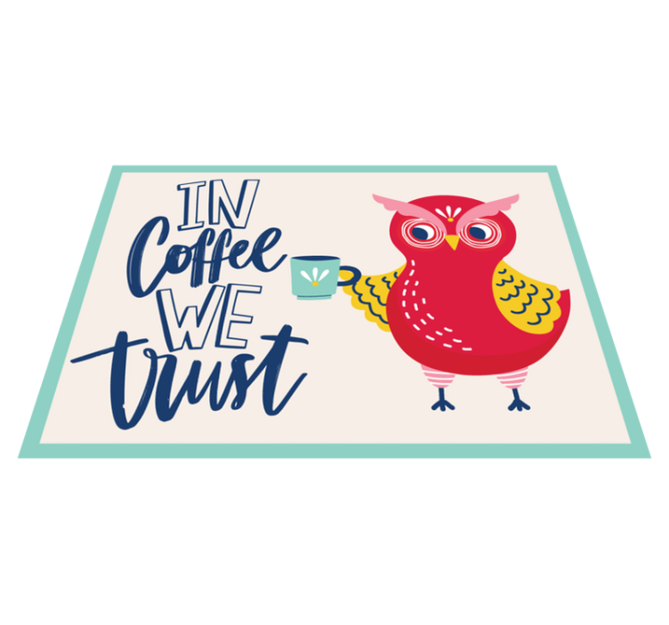 Coruja fofa com tapete de quarto de caneca de café - TenStickers