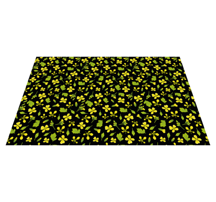 Fundo preto com tapete floral amarelo - TenStickers