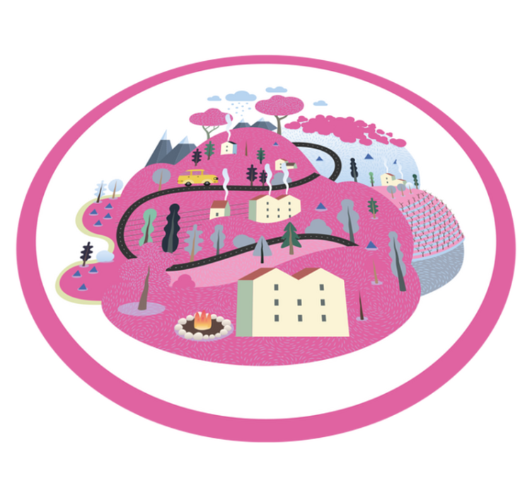 Tapete vinílico de estradas cena de vila colorida - TenStickers