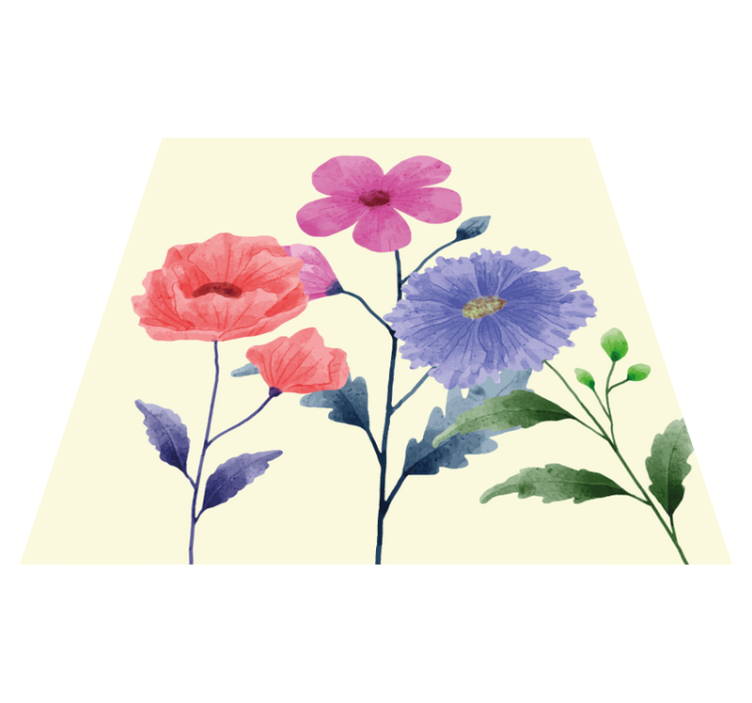 Aquarela colorida conjunto de flores tapete quadrado de vinil - TenStickers