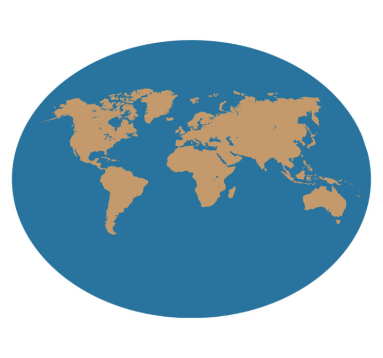 Bela terra com tapete de mapa-múndi oceanos azuis - TenStickers