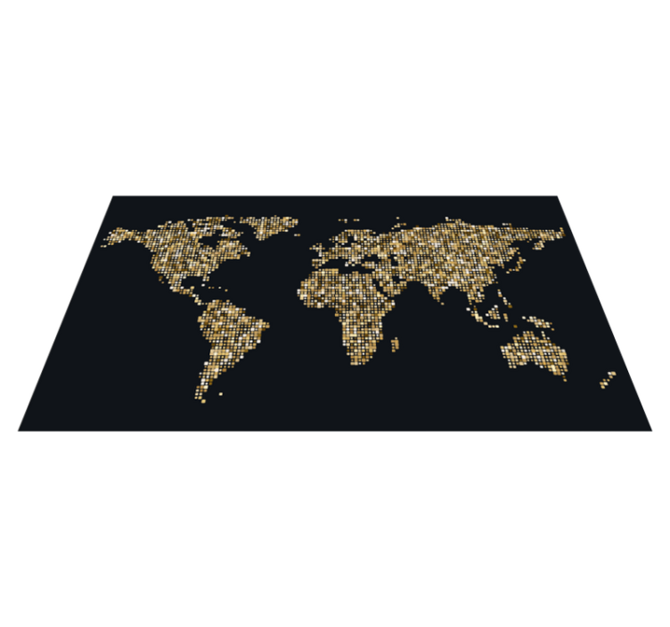 Tapete vinílico de mapa mundial mapa mundial dourado - TenStickers