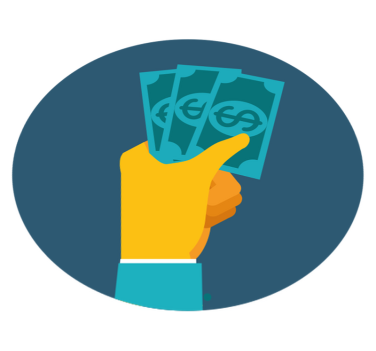 Tapete vinílico para gabinete Mão dos desenhos animados com dinhe - TenStickers