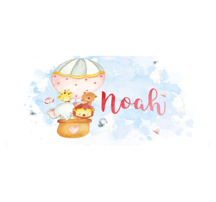 Animais fofos voando em um tapete personalizado com balão - TenStickers