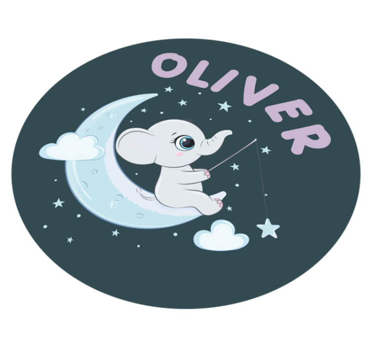 Elefante rodeado por estrelas tapete personalizado - TenStickers