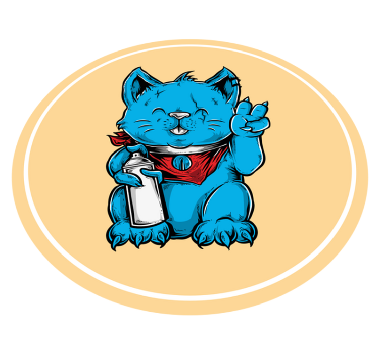 Gato de desenho animado com brinco tapete moderno - TenStickers
