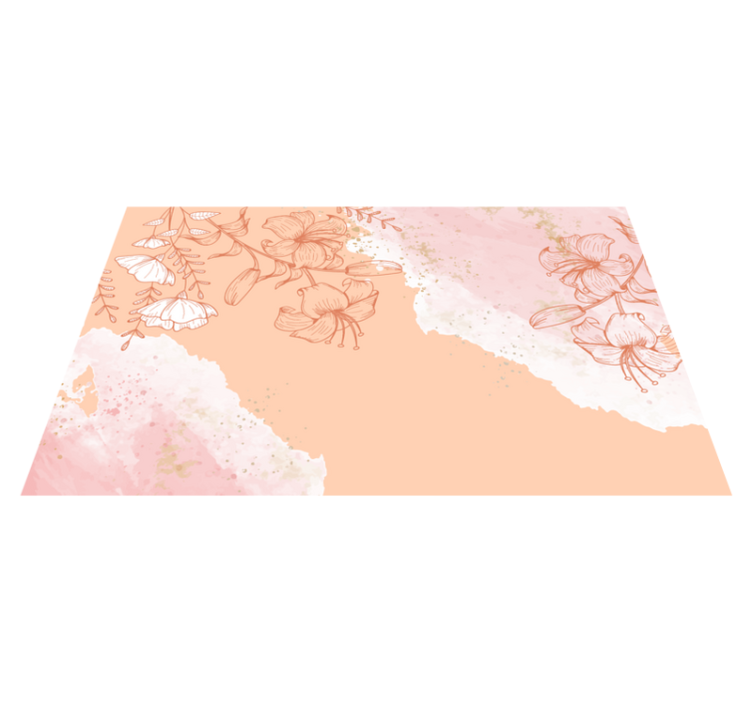 Flores em aquarela com tapete floral rosa laranja - TenStickers