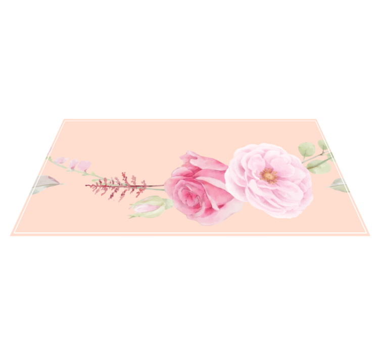 Aquarela rosa com tapete floral de duas rosas - TenStickers