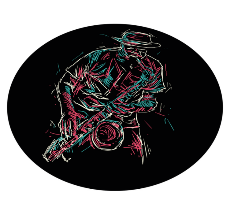 Tapete vinílico redondo apresentação de músico de jazz - TenStickers