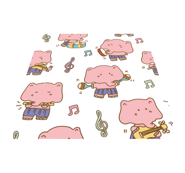 Tapete vinílico criança tema musical de elefantes - TenStickers