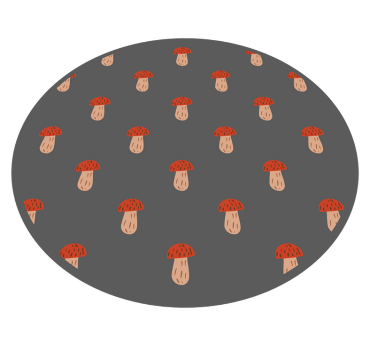 Tapete vinílico cozinha redondo com padrão de cogumelo - TenStickers