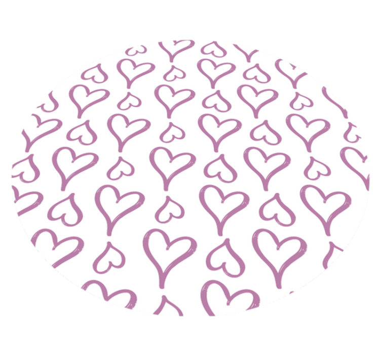 Tapete circular rosa ilustrado com ícones de coração - TenStickers