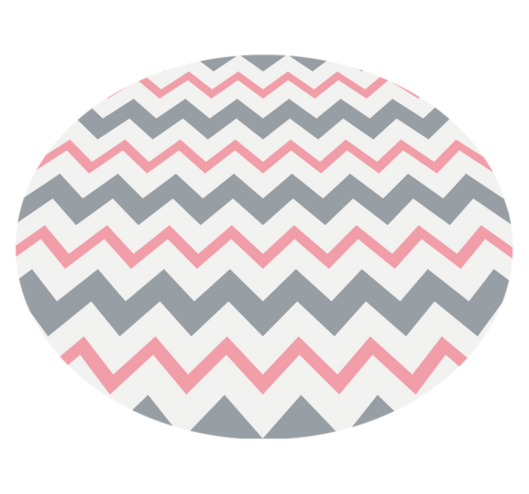 Tapete circular rosa e cinza com linhas zig zag - TenStickers