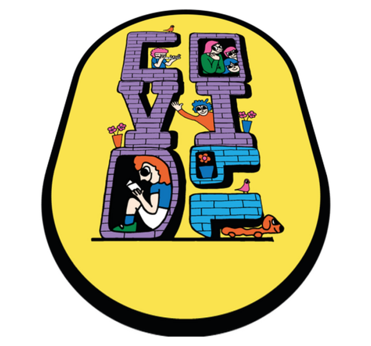 Tapete vinílico criança personagens da covid ficando em casa - TenStickers