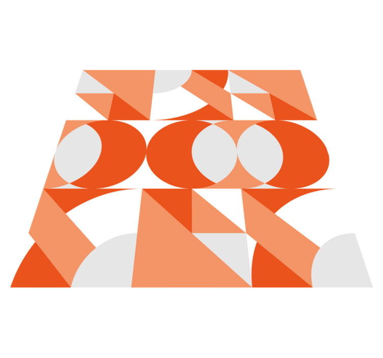 Tapete de vinil quadrado de bloco de cor branco laranja - TenStickers