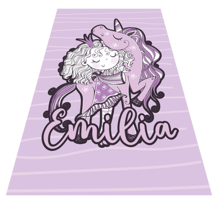 Princesa artística com tapete personalizado unicórnio - TenStickers