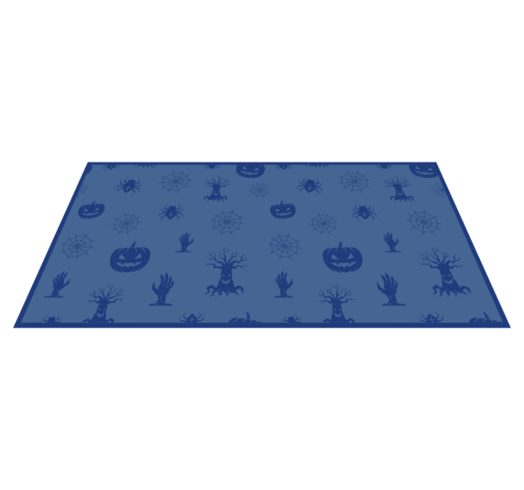 tapete em vinil retangular azul com personagens de halloween - TenStickers