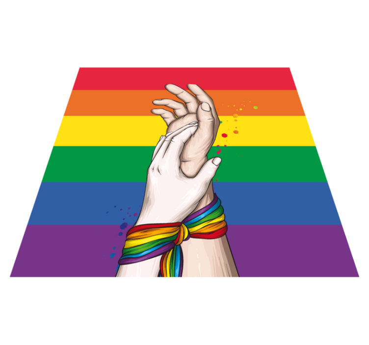 Tapete de sala de estar com fita arco-íris lgbt mãos humanas - TenStickers