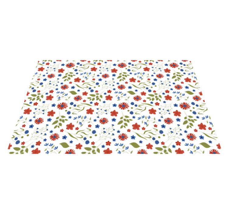 Tapete floral com padrões de jardim azul e vermelho - TenStickers