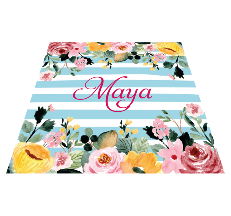 Fundo listrado com tapete personalizado de flores - TenStickers