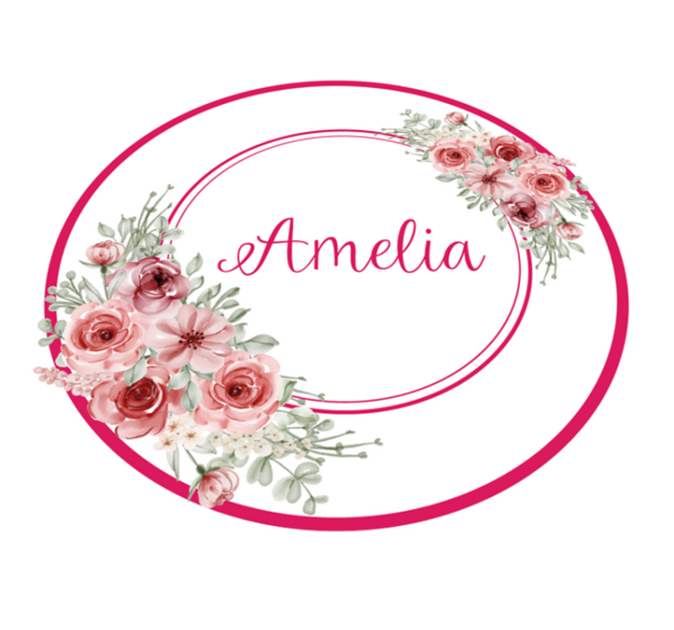 Tapete vinílico quarto monograma floral com nome - TenStickers