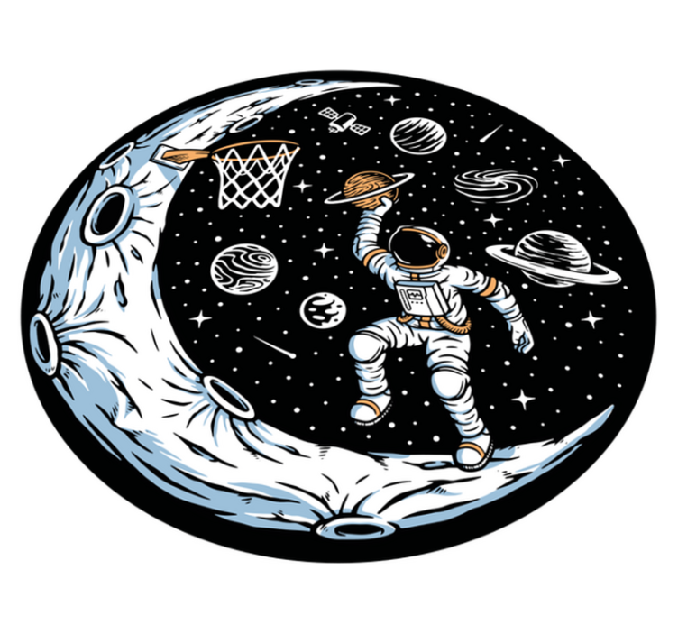 Astronauta jogando basquete no tapete do quarto - TenStickers