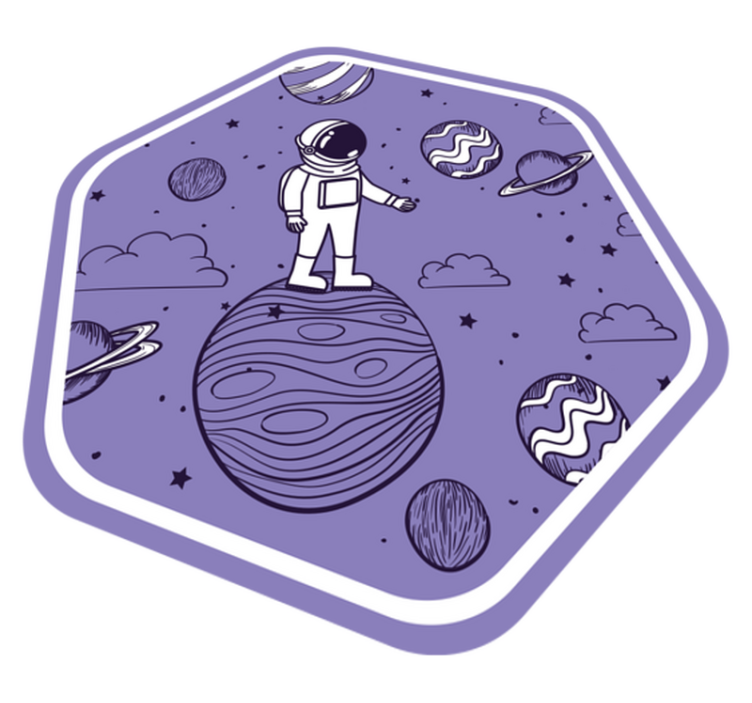 Desenho de astronauta com tapete de quarto de planetas - TenStickers