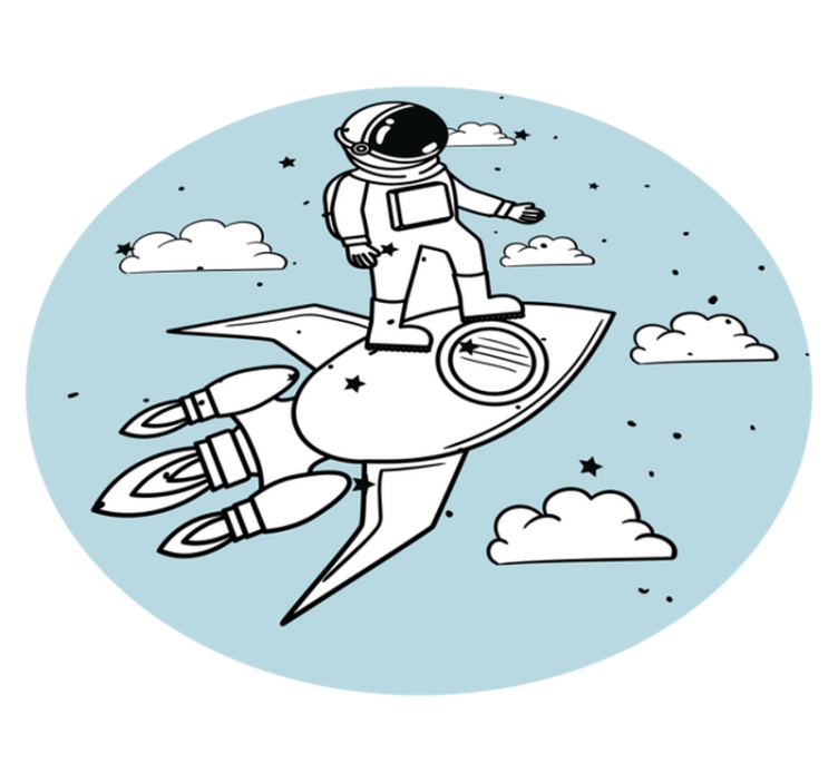 Foguete astronauta e tapete de estrelas - TenStickers