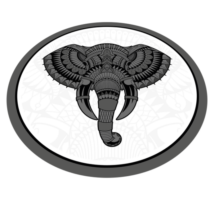 Tapete vinílico de animais mandala cinza elefante - TenStickers