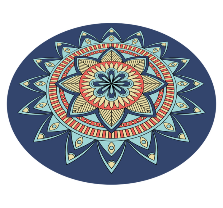 Tapete mandala de vinil floral azul e vermelho - TenStickers