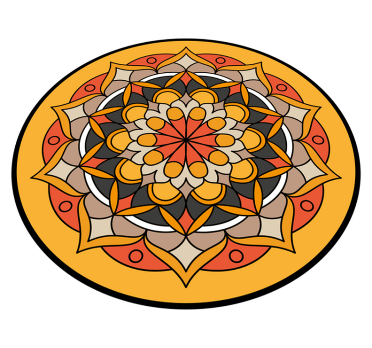 Mandala laranja com tapete de vinil de mandala de flores - TenStickers