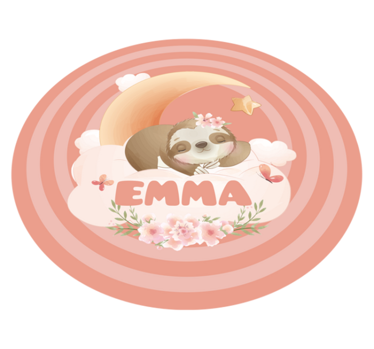 Tapete vinílico com nome design fofo de preguiça - TenStickers